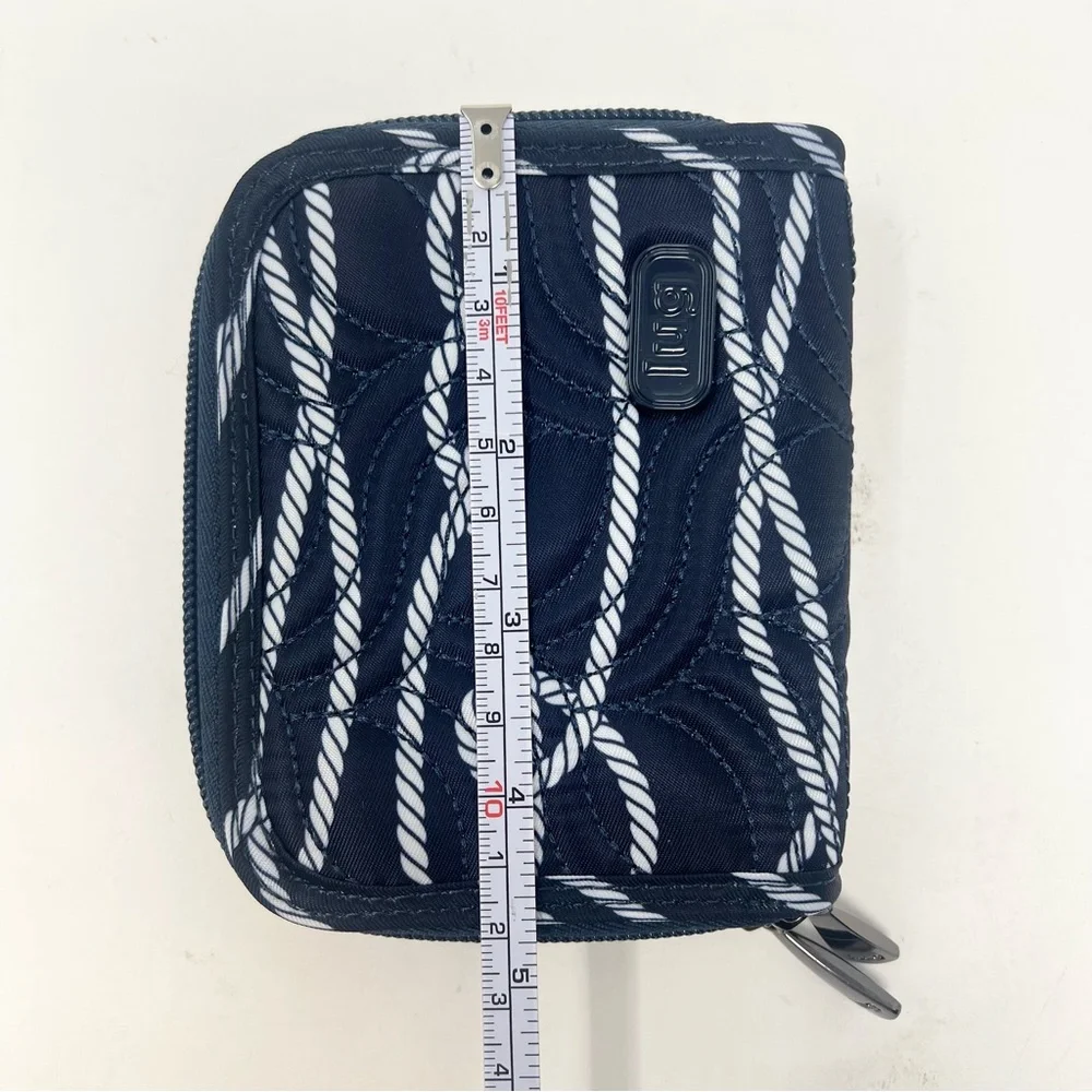 Lug Splitz Compact Wallet Zip Around Wallet RFID Quilted Nautical Knot Pattern